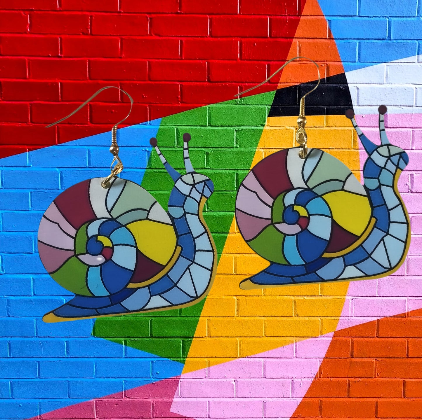 Boucles d'oreilles vitrail escargot